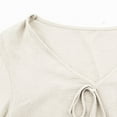 thumbnail image 6 of Staron Women's Casual V-Neck Tops Loose Three-Quarter Sleeve Blouses Solid Color Basic Comfy Relaxed T-Shirt, White L, 6 of 7