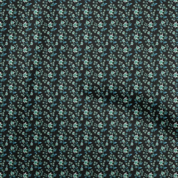 oneOone Cotton Poplin Twill Black Fabric Floral Fabric For Sewing Printed Craft Fabric By The Yard 56 Inch Wide