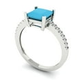 thumbnail image 2 of 1.62 ct Princess Cut Simulated Turquoise Solitaire with Accents Engagement Ring for Women in 18K White Gold, 2 of 5