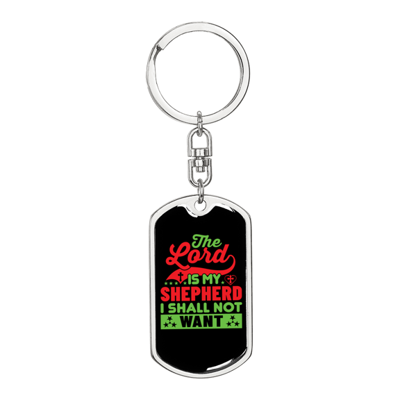 Lord Is My Shepherd Stainless Steel or 18k Gold Premium Swivel Dog Tag Keychain