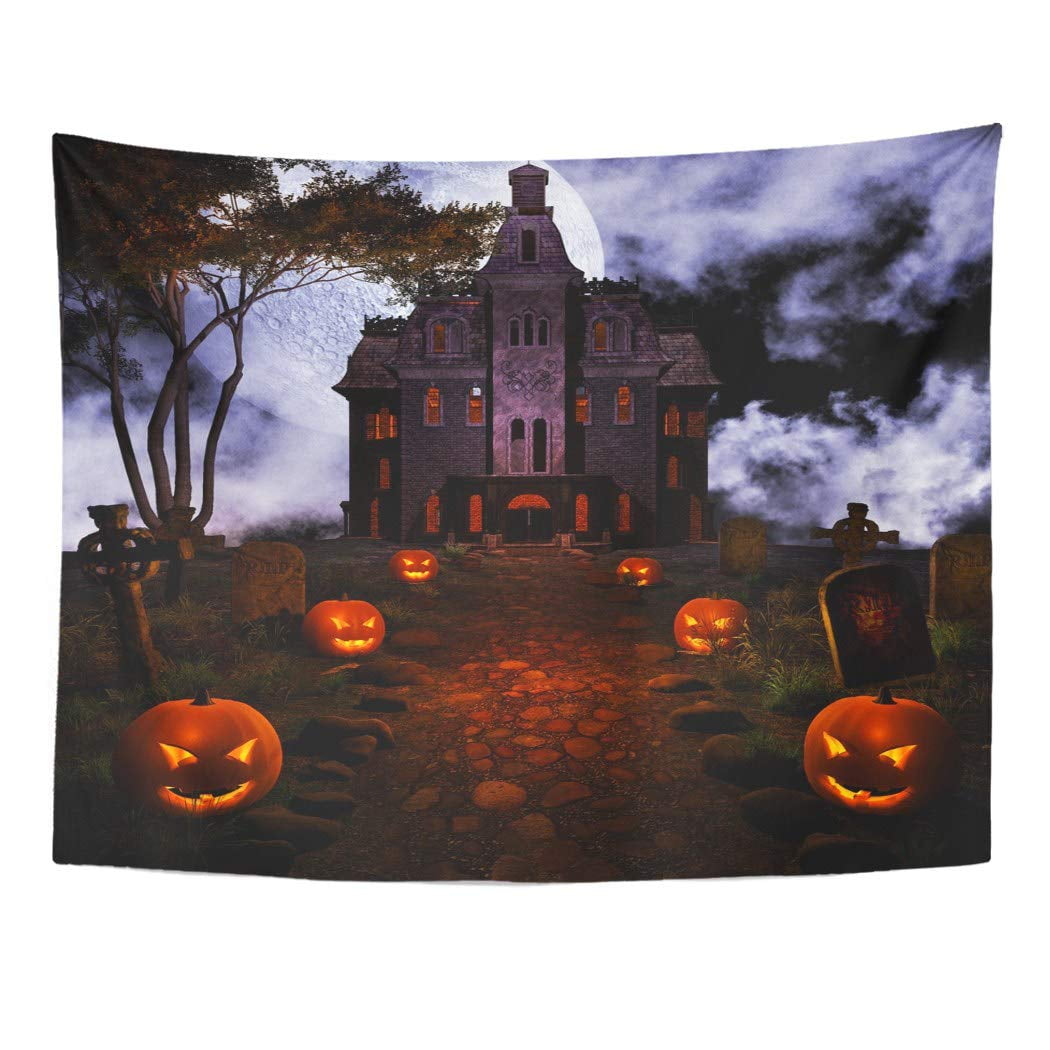 ZEALGNED Halloween Road to Haunted House Cemetery Dark