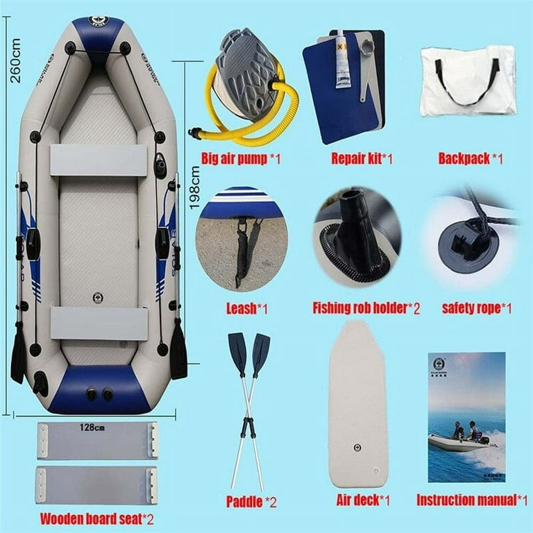 2.6 M 3 Person PVC Portable Inflatable Boat Fishing Kayak Canoe Dinghy Set  with Accessories Water Sports 