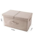 thumbnail image 3 of Linen Fabric Foldable Storage Bin Organizer Basket with Flip-top Lid & Handles, Large Toy Clothes Blanket Box for Nursery, Playroom, Home, Workspace, Closet Double Cover Storage Box, Large, by FAJHHA, 3 of 8