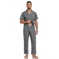thumbnail image 3 of EA'S SECRET Men's Pajamas Set Short Sleeve Pjs Ultra-Soft 100% Cotton Pajamas for Men Button Down Lounge Wear with Roomy Pockets(Dark Gray,L), 3 of 8