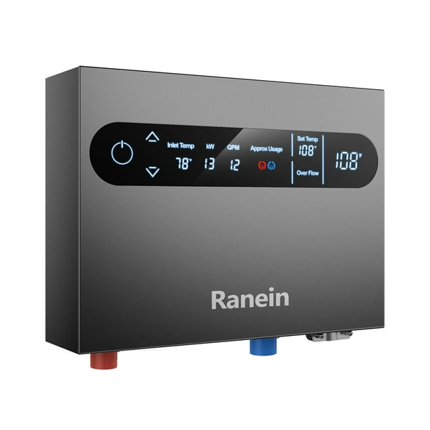 Calentador de Agua Eléctrico Ranein sin Tanque 13kW 240V con Pantalla LED