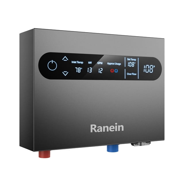 Calentador de Agua Eléctrico Ranein sin Tanque 13kW 240V con Pantalla LED