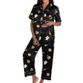 thumbnail image 4 of CQXIDFH Womens Pajamas Sets Plus Size Halloween Pumpkin Print Short Sleeve Top with Long Pants Set Fall Sleepwear Lounge Sets Sleepwear, 4 of 5