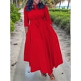thumbnail image 2 of AURA Plus Size Dress for Curvy Women Stretch Self Tie A-Line Maxi Dress with Pockets Swing Long Outfit, 2 of 5
