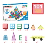 PicassoTiles Magnetic Tiles for Kids with Tote Bag – 101PCS STEM Building Blocks Set, Educational Construction Toy, Creative Learning Magnet Kit