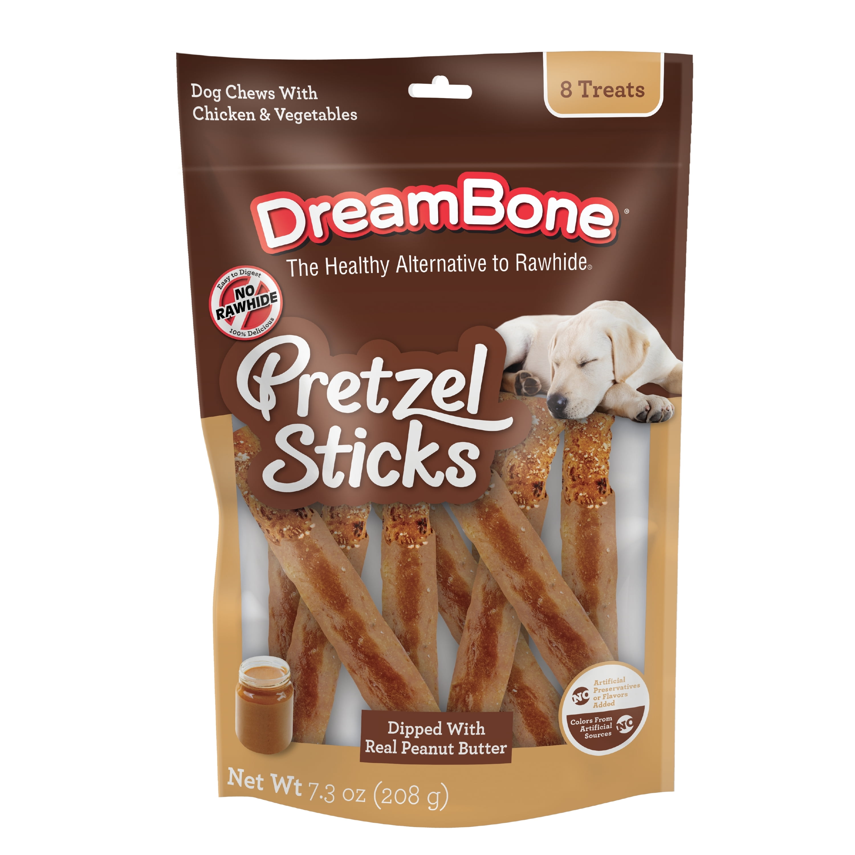 DREAMBONE 8 COUNT PEANUT BUTTER PRETZEL STICK