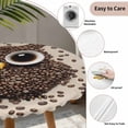thumbnail image 3 of Coffee Owl Round Tablecloth for 45-54 Inch Tables, Fitted Table Cover with Elastic Edge, Cute Bird Big Eyes Animals Brown Beans Waterproof Outdoor Table Cloth Protector for Patio Garden Dinner Picnic, 3 of 9