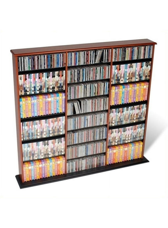 Atlin Designs 51" Triple CD DVD Wall Media Rack in Cherry and Black