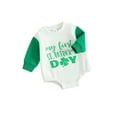 thumbnail image 2 of Elippeo Baby Romper 3M 6M 12M 18M  St Patricks Day Long Sleeve Crew Neck Shamrock Letters Print Fall Bodysuit Clothes for Girls Boys, 2 of 10