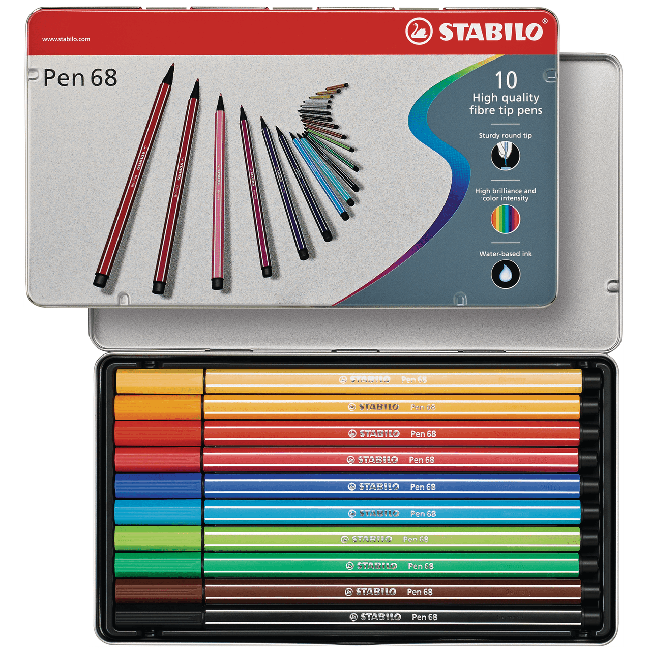 Stabilo 68 Premium felt-tip Pen Metal Box of 40 Colours 