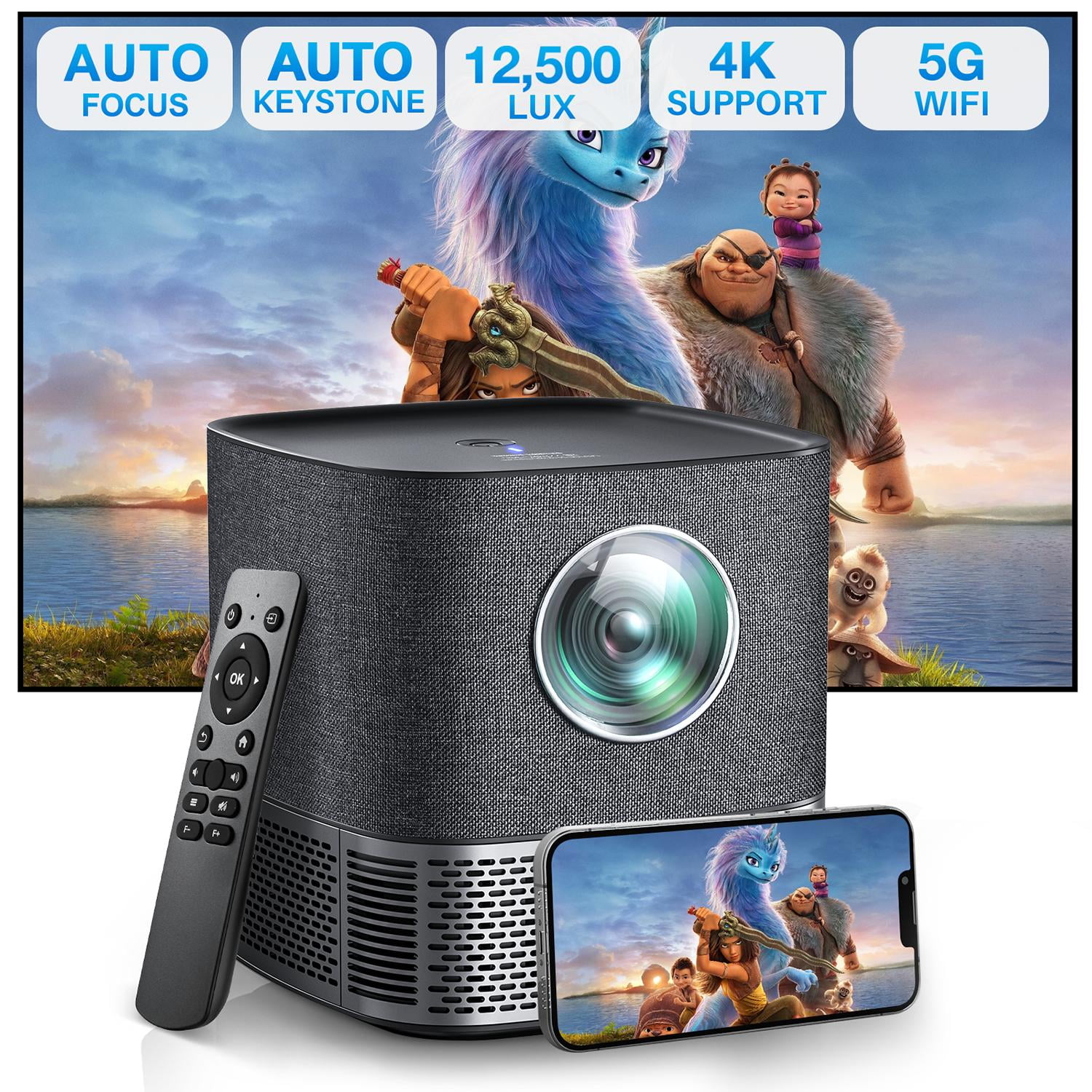Mini Projector 1080P Portable Projector, Compatible with iOS/Android/ Windows/TV/USB, Black