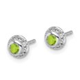 thumbnail image 5 of Auriga 14k White Gold Diamond Cabochon Peridot Stud Earrings for Women (L- 0.16 inch, W- 0.16 inch), 5 of 6