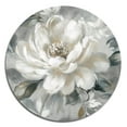 thumbnail image 2 of Designart "Peony Blooms In Motion White & Grey I" Floral Peony Metal Round Wall Decor, 2 of 5