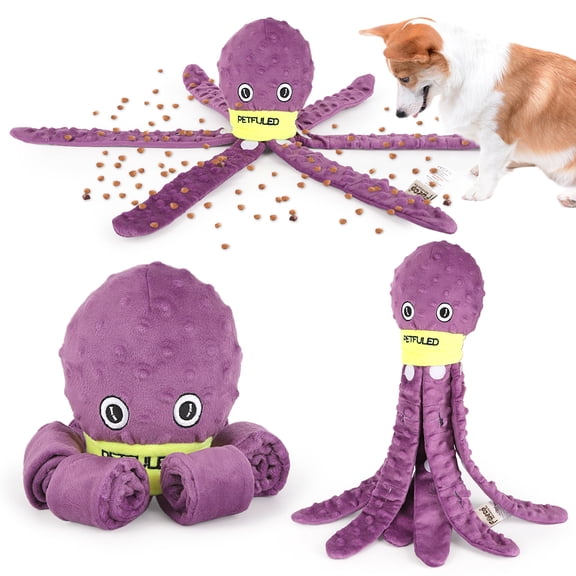 FULED 17.7 in Octopus Snuffle Dog Toy, Dog Enrichment Toys, Interactive Treat Puzzle & Slow Feeder for Small and Medium Dogs