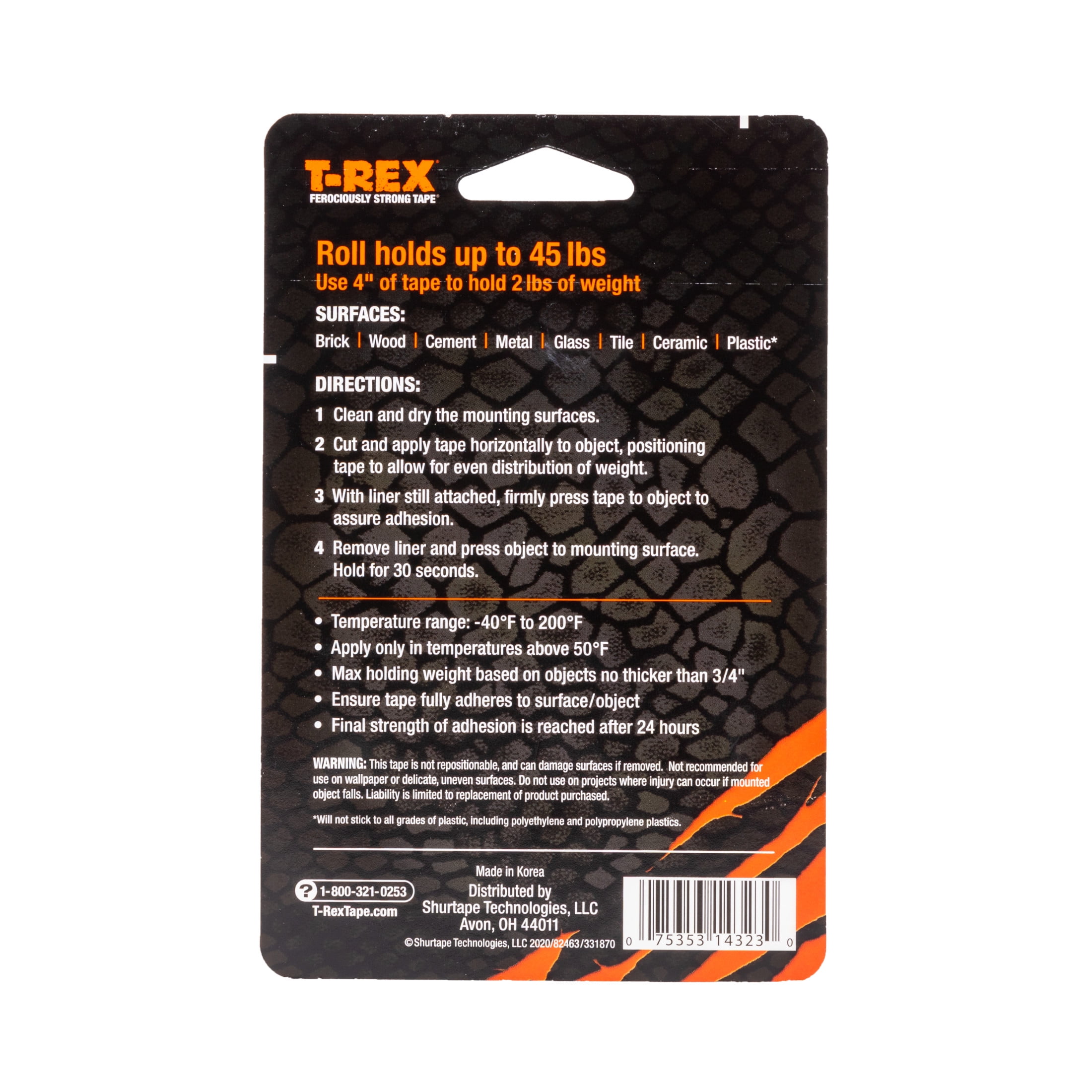 (3 pack) T-Rex Brand Ferociously Strong Extra Thick Mounting Tape, 1 in. x 90 in., Clear