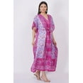 thumbnail image 3 of Women's Kaftan Dress Beach Cover Up Tribal Ethnic Print Plus Size Loose Kimono Maxi Dress - Color Pink Elephant, 3 of 6