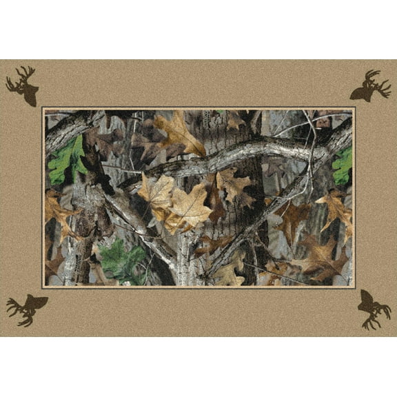 Milliken Beige Area Rug New Timber Solid Border - Aprx 5' 4" x 7' 8"