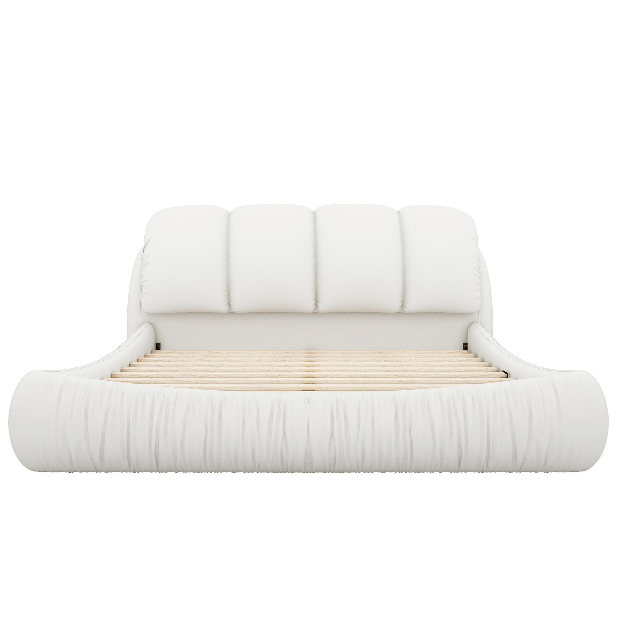 PORKISS King Super Soft Thick Headboard Standard Bed with Oversized Padded Backrest, White