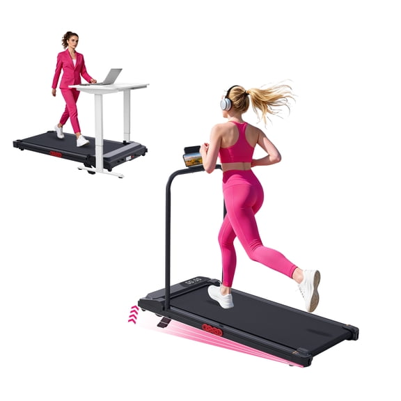 HaHbHc 3.0HP Electric Walking Pad with Incline & Handle Bar, 350LBS Capacity Portable Under Desk Treadmill for Home Office, 0.6-7.6MPH