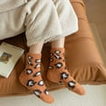 thumbnail image 2 of HomeGardon Socks for Women Women's Mid Length Socks wth Leopard Print and Half Fleece Fleece Thickened Warm Sleeping Socks, 2 of 4