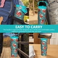thumbnail image 7 of 30oz Pioneer Colorful Floral Stainless Steel Flip Straw Tumbler with Lid and Straw Spill Proof Travel Cup Double Wall Vacuum Insulated Coffee Mug with Top Handled Greenish-blue, 7 of 7