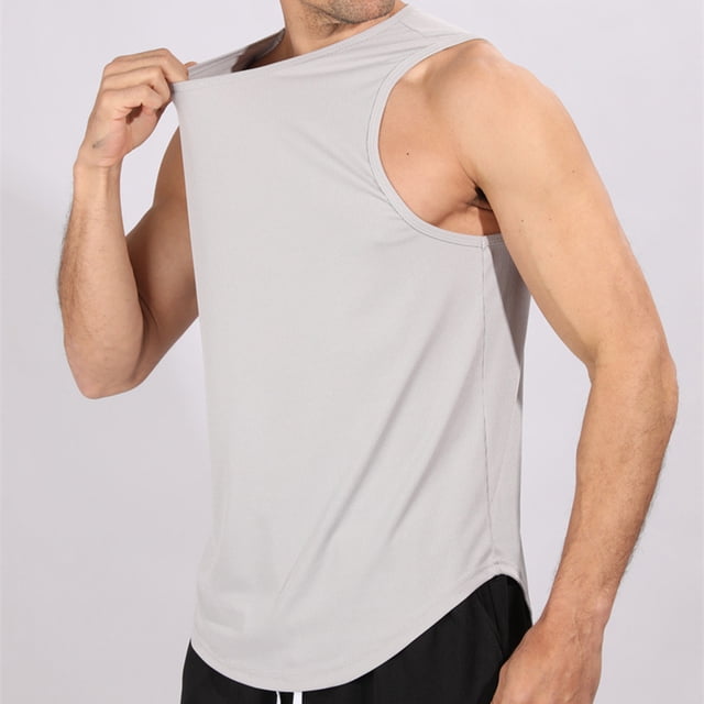 pstuiky Camisetas sin mangas para hombre, Blusa deportiva sin mangas con cuello redondo y estampado liso informal para hombre Tops elegantes para mujer s