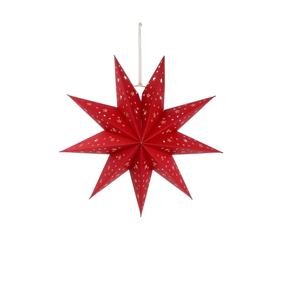 Bwiyojiz Christmas Decorations Home Decor Paper Star Light Lampshade 9-pointed Suspension, Gifts for Yourelf, Red