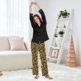 thumbnail image 6 of Dailycode Women's Pajama Pants Wide Leg Lounge Pj Bottoms With Pockets Black Leopard Print, 6 of 7