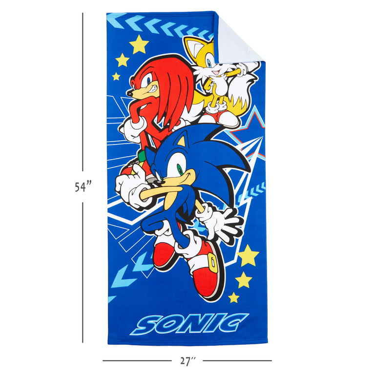 Sonic the Hedgehog Kids Beach Towel, Microfiber, 27x54, Blue, Sega