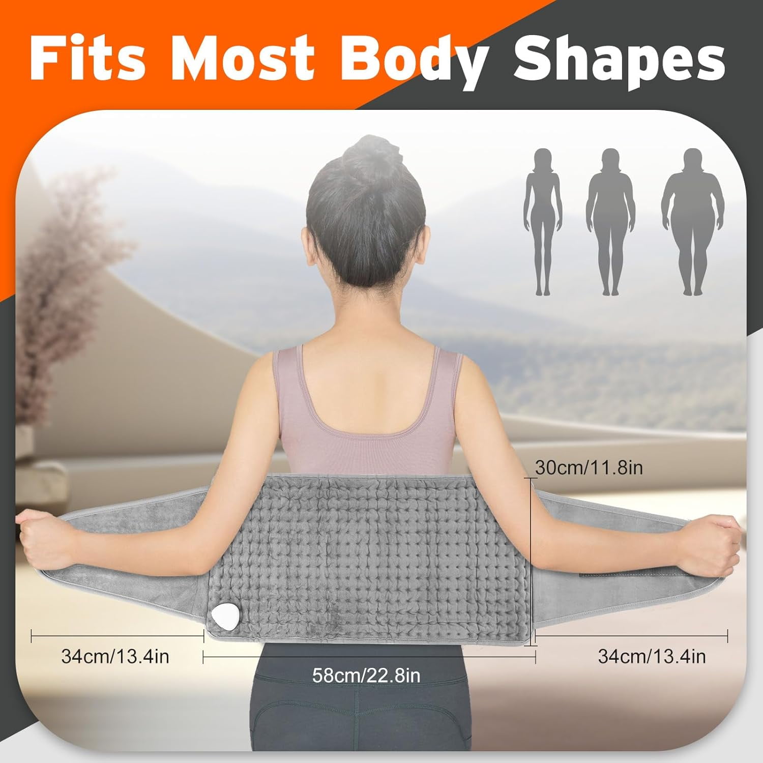 Heating Pad for Back,  Electric Wrap Around Heating Pad for Period Cramps Lower Back Neck, Machine Washable Heat Pad with LCD Controller, 9 Heating Levels, 4 Gears Timing,12"x50"