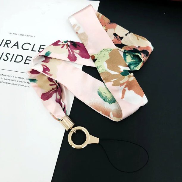 Ladies Scarf Colorful Printing Hanging Neck Strap Mobile Phone Lanyard With Keychain Metal Clip Anti-lost Lanyard Jewelry