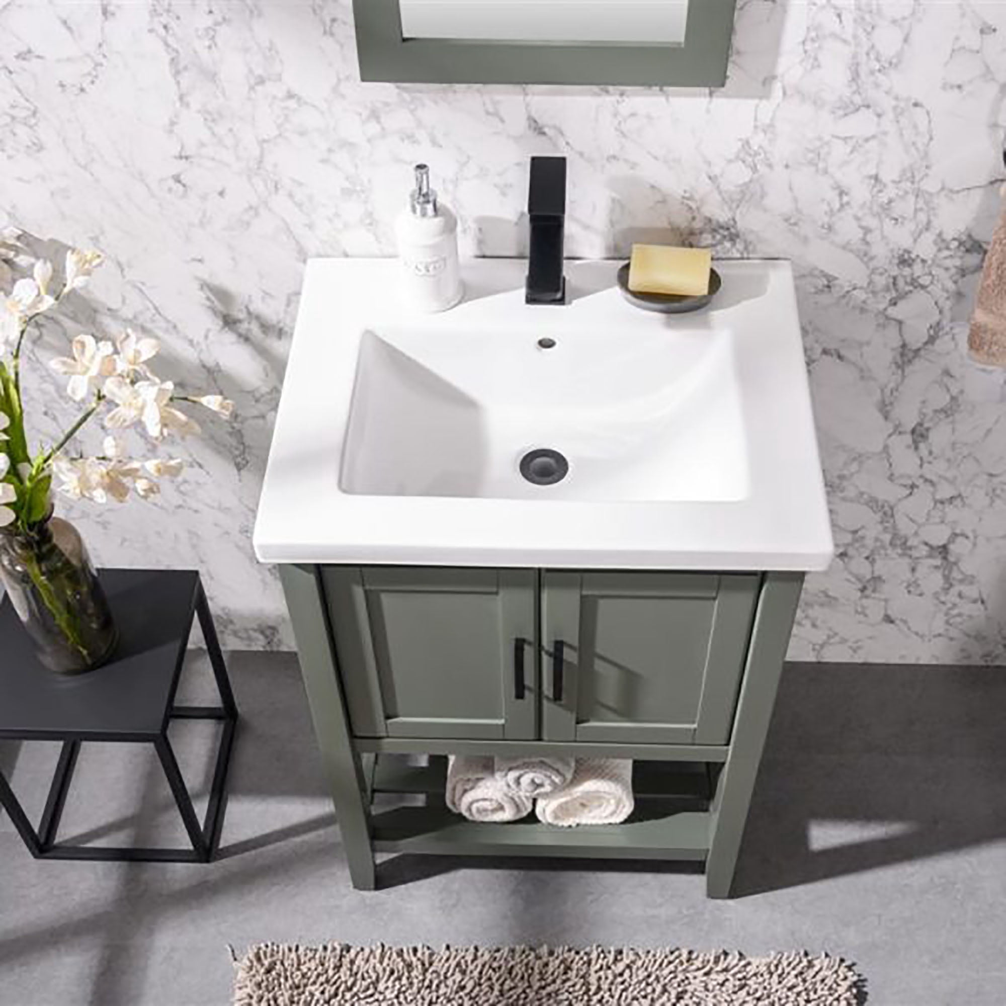 Furniture Indoor Home Decorative Bathroom, Washroom, Kitchen 24" Kd Pewter Green Sink Vanity