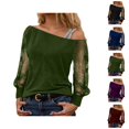 thumbnail image 1 of Sparkle Tops for Women 2026 Spring Fashionable Y2K Long Sleeve Off Shoulder Mesh T Shirts Going out Tops Rave Outfit, 1 of 4