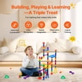 thumbnail image 4 of Marble Run Set 110 Piece Marble Maze Building Block Brain Game with 10 Glow in the Dark Marbles and 20 Glass Marbles Educational Learning Race Track STEM Toys for Kids Boys Girls Ages 3 Plus, 4 of 7