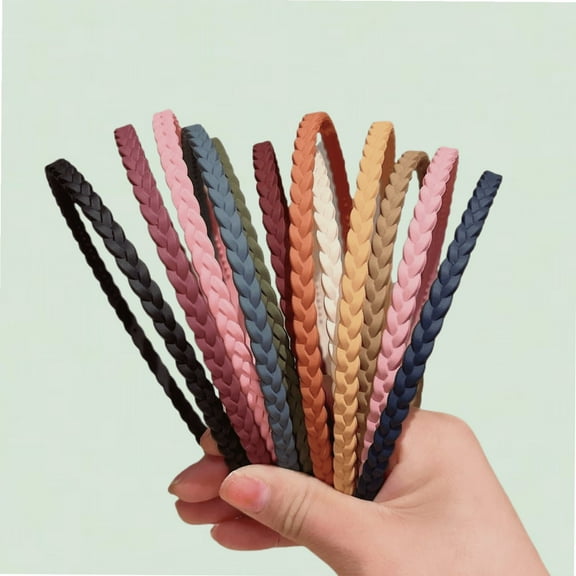 Colorful Thin Headbands for Women, Pack of 12, 6mm Light Pigtail Skinny Hairbands for Girls