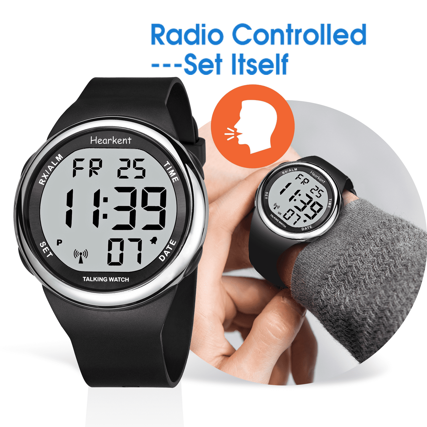 Master Time German Talking Radio-Controlled Men's Digital Watch
