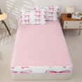 thumbnail image 4 of Homewish Coquette Bow Zipper Twin Comforter Sets with Fitted Sheet and 2 Pillowcases For Kids,Pink Dreamy Princess Bowknot Theme Zipper Bedding Set For Girls,Pink Reversible,4-Piece, 4 of 7