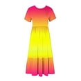 thumbnail image 7 of Summer Beach Dress for Women 2024 Plus Size Fashion Casual Short Sleeve Crewneck Dress Casual Flowy Tiered Maxi Beach Dress With Pockets Gradient Print Dress 50% off Clearance!, 7 of 7