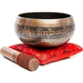 thumbnail image 1 of Tibetan Singing Bowl Set - Easy To Play Authentic Handmade For Meditation Sound 7 Chakra Healing By Himalayan Bazaar (Brown & Red), 1 of 7