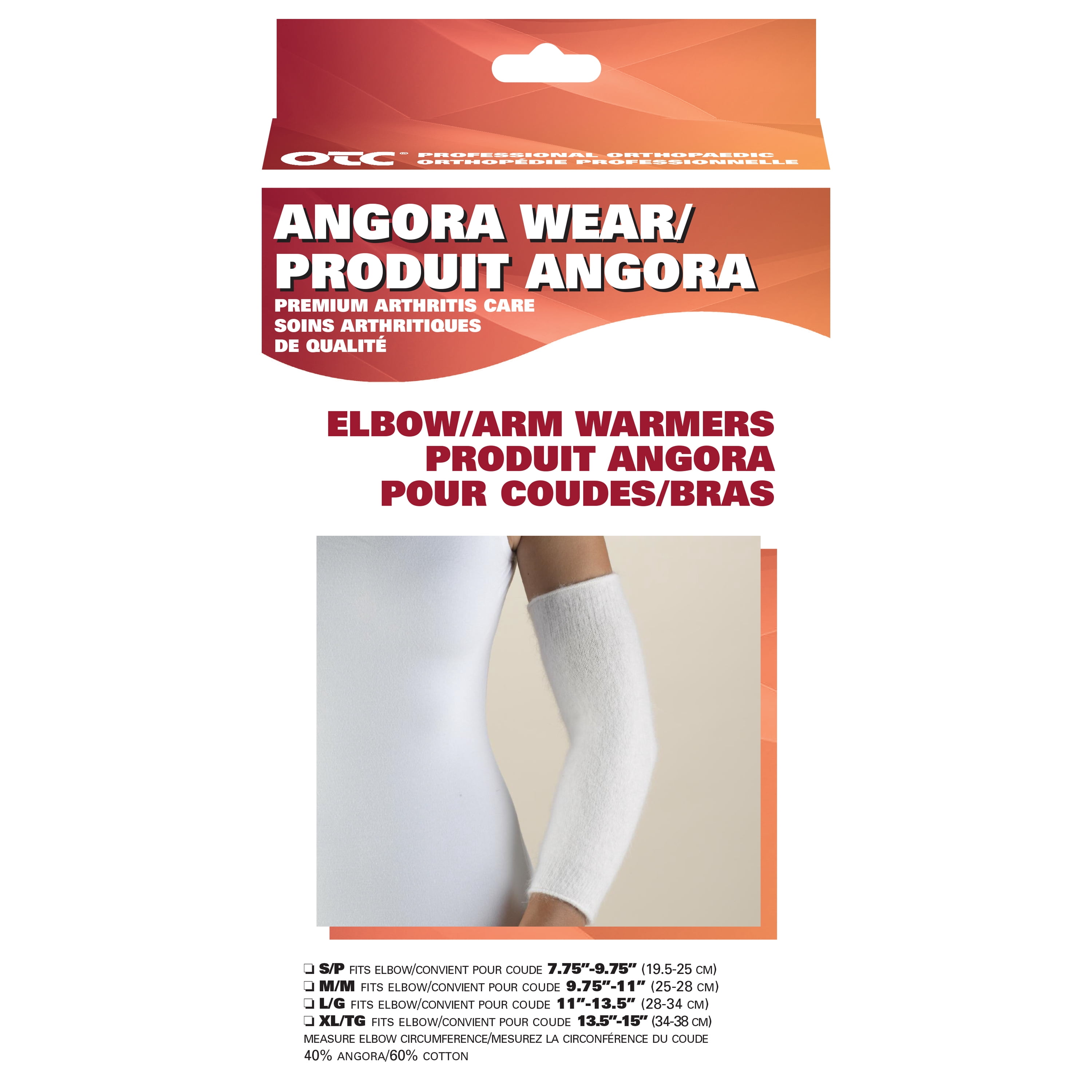 OTC Angora Elbow / Arm Warmers, White, Small