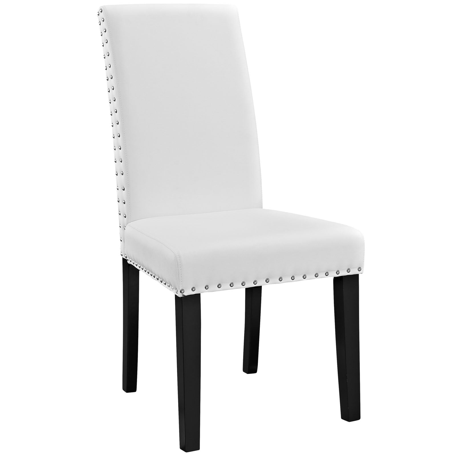 Modern Contemporary Dining Vinyl Side Chair, White Faux Leather