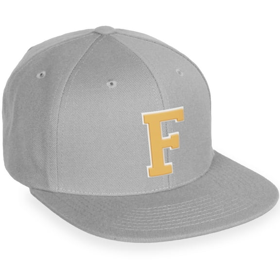 Daxton Classic Snapback White Neon Orange A to Z Letters Flat Bill Visor Cap-Grey Hat, Letter F