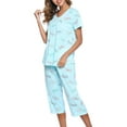 thumbnail image 4 of Innerwin Pyjama pour Femmes Imprimé Libellule Ensemble de Nuit Manches Courtes Doux Bleu Ciel m, 4 of 6