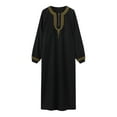 thumbnail image 3 of WXLWZYWL Mens Clothing Kaftan Maxi-Muslim Male Shirt Long Sleeve Abaya Dubai Cotton Arabic Long Sleeve Muslim Thobe Kaftan Robe Pure Color Thobe Crew Stand Collar Kaftan Robe, 3 of 5