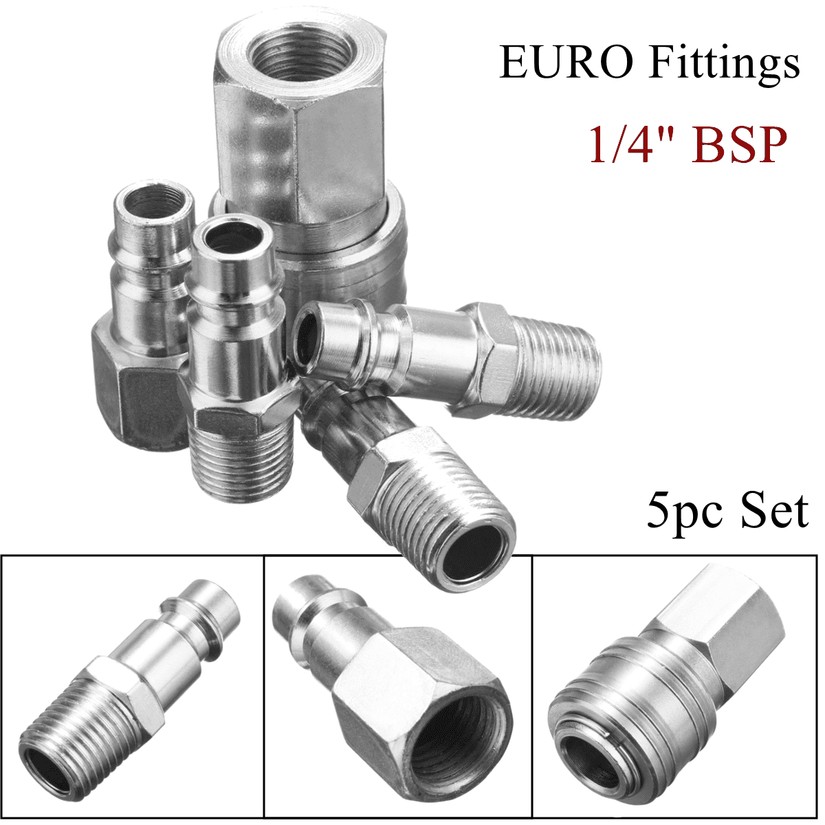 5Pcs 1//4/" BSP Female Thread Compressor Coupler Connector Air Line Hose End