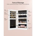 thumbnail image 4 of SONGMICS Mirror Jewelry Cabinet Armoire with Built-in LED Lights Wall or Door Mounted Jewelry Storage Organizer Hanging Mirror Cabinet White, 4 of 7